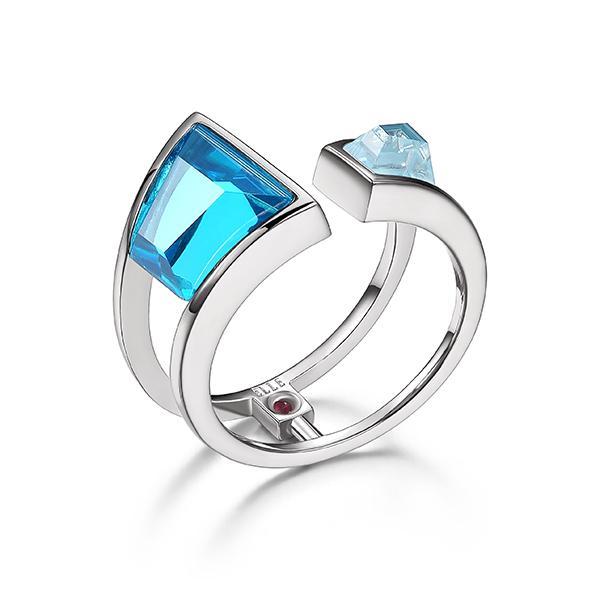 RR4LA4J25-W-8 Sterling Silver PARADOX Blue Tanzanite Cubic Zirconia Open Ring Size 8