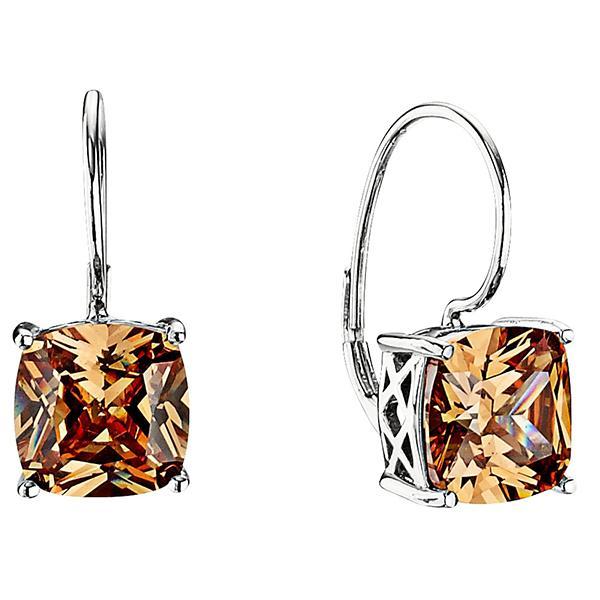 ER2LBG237-W Sterling Silver SPECTRUM Champagne Cubic Zirconia Leverback Earrings