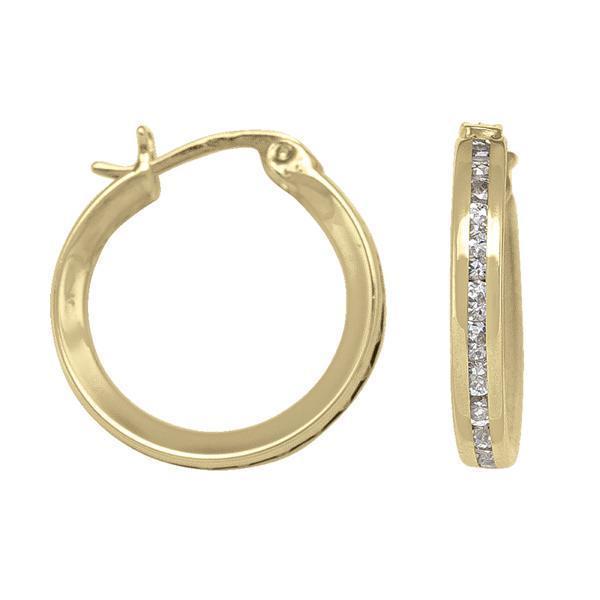 10K Gold Cubic Zirconia Hoop Earrings