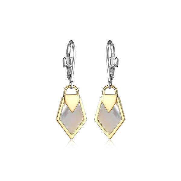 E32LCGJ-2T "Lock & Key" Sterling Silver White Mop Dangle Earrings