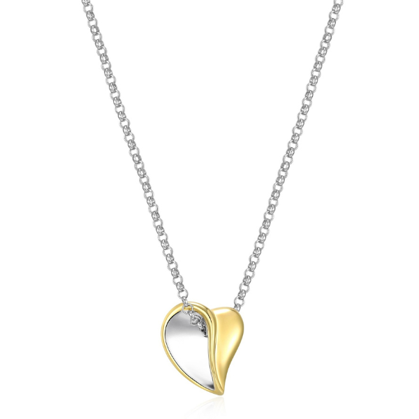 NR0LC0FA-2T Amour Heart Pendant Two Tone Necklace