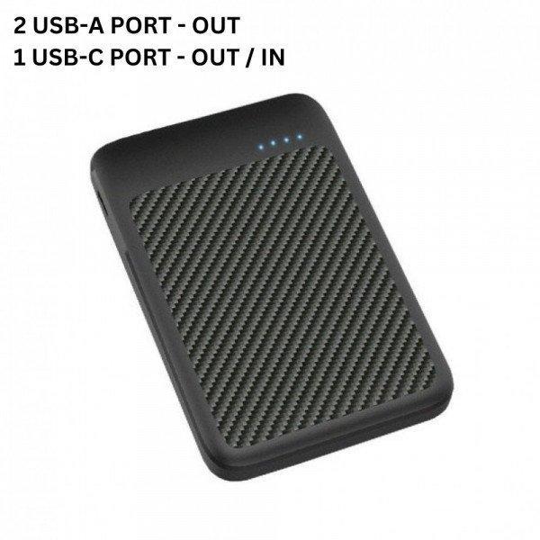 USB/Type-C Outputs Ultra Slim 5000mAh Universal Battery Pack Portable Charger Power Bank SL05DD for Universal Cell Phone And Devices - Black