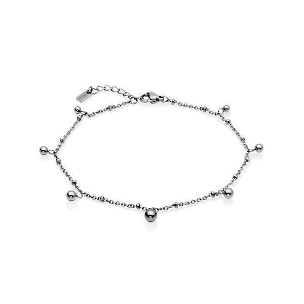 CJ Steelx Bead Droplet Anklet - Silver