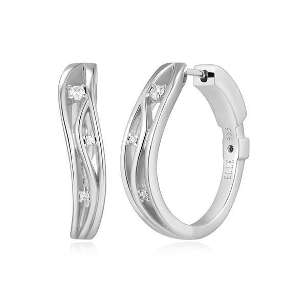 ER2LCUR00-W Sterling Silver BETWEEN 24mm Wavy Hoop Earrings