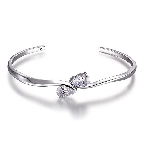 BR1LAAN0-W-7.25 Toi Et Moi Cubic Zirconia Bypass Cuff Size 7.25