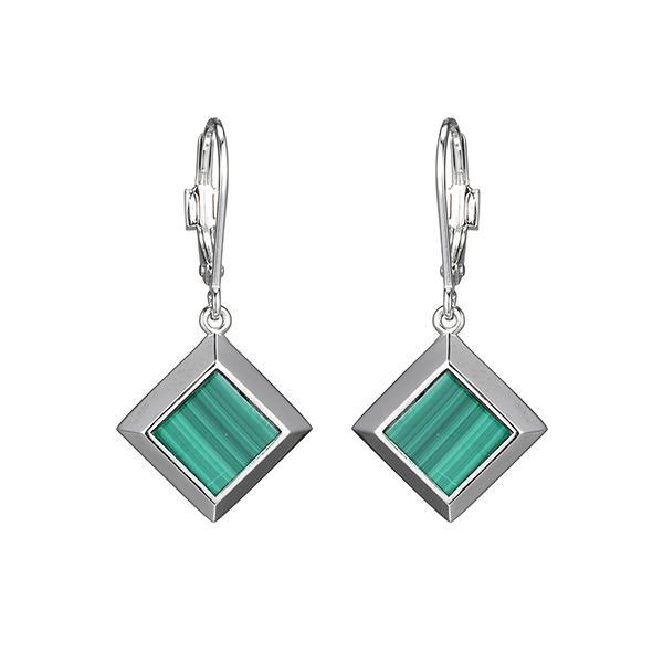 ER2LCE230-W Sterling Silver NEFER Malachite Drop Earrings