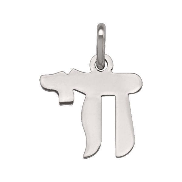 14K White Gold Chai Pendant
