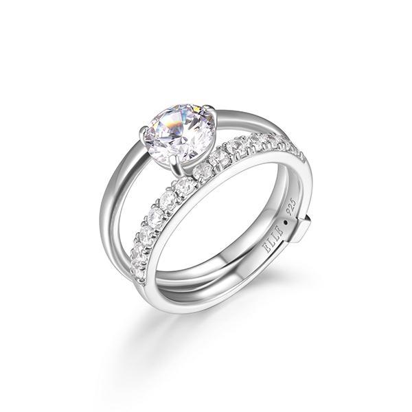 RR4LAC400-W-7 Sterling Silver GLIMMER 7mm Cubic Zirconia Open Ring Size 7