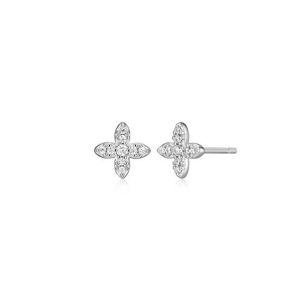 CJ Monte sterling silver lab­created diamond flower stud earrings. 1/15 CT. T.W.
