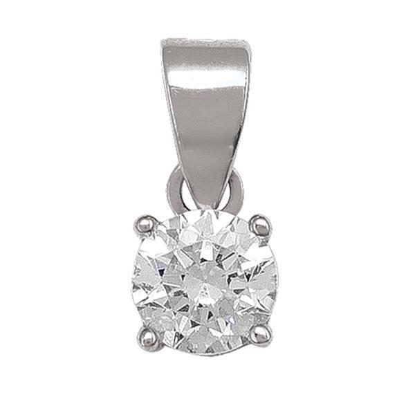10K Silver Cubic Zirconia Pendant - 0.8gm