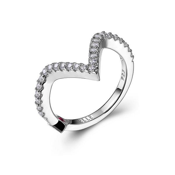 RR4LA4400-W-4 Sterling Silver Chevron Midi Ring Size 4