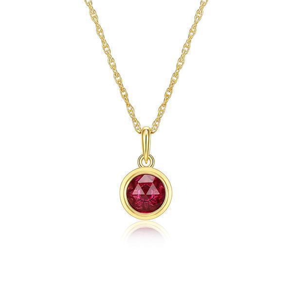 Celebration Gems 6mm Created Ruby North Star JULY Birthstone Necklace - Gold