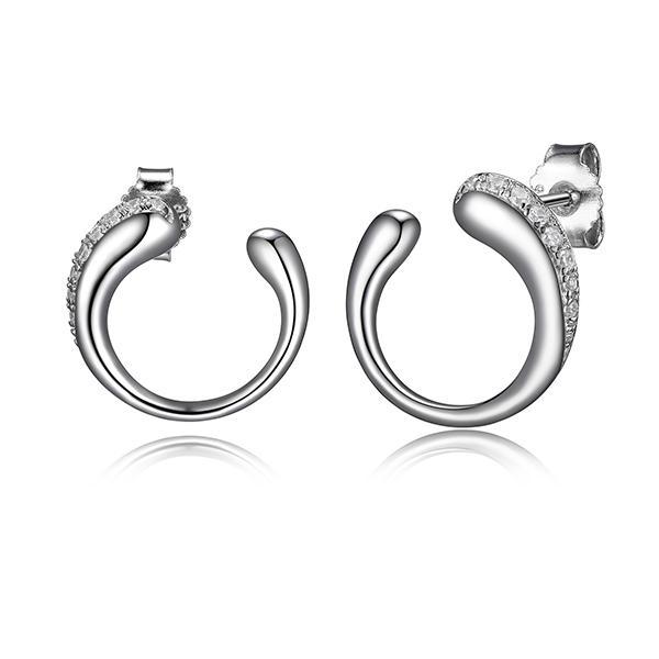 ER2LCCY00-W Sterling Silver CARAMEL Open Circle with Cubic Zirconia Stud Earrings