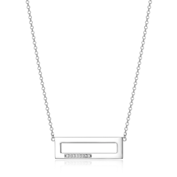 NR0LBLV0-W Horizon Cubic Zirconia Rectangular Short Necklace