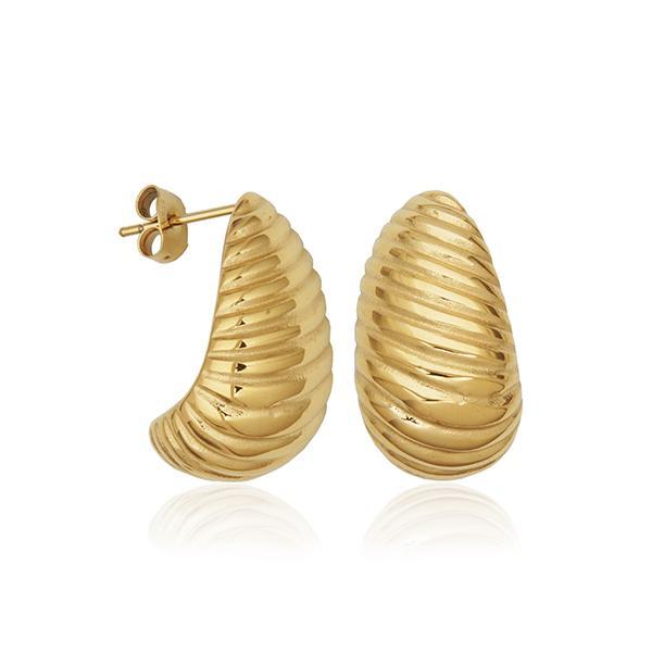 CJ STEELX Ridged Dome Stud Earrings - Gold