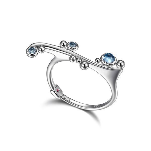 RR4LA9W12-W-8 Sterling Silver PIXIE DUST Genuine Blue Topaz Ring Size 8