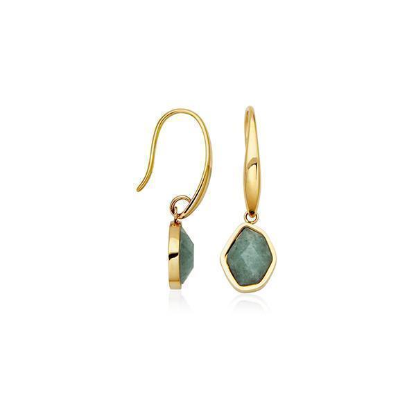CJ STEELX Green Aventurine Earrings - Gold