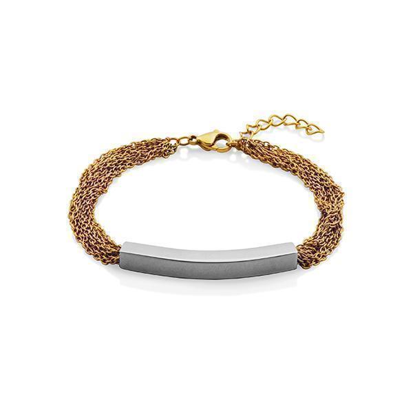 CJ Steelx Thick Bar Bracelet with Multi Chain - Silver and Gold