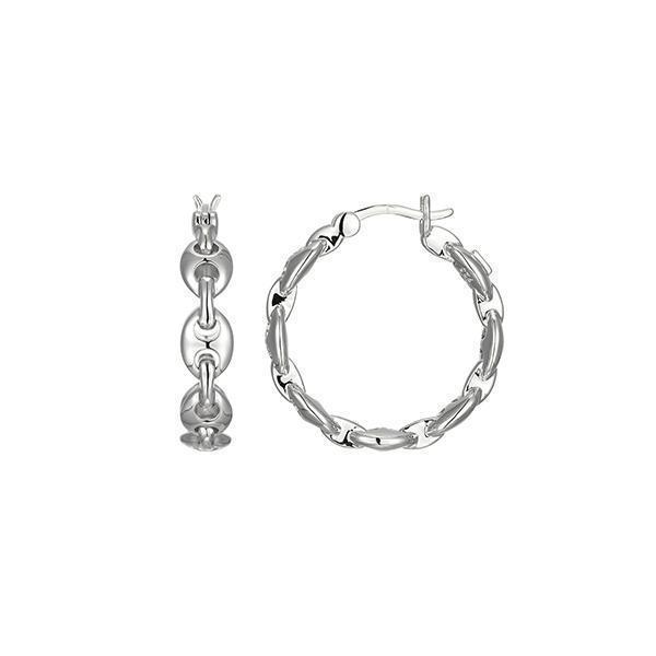 ER2LCQC-W "Espion" Sterling Silver Marine Link Hoop Earrings