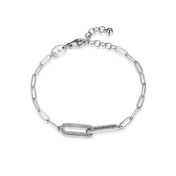BCGR1Q19K-W Sterling Silver "PAPERCLIP" 3.5mm Cubic Zirconia Link Bracelet