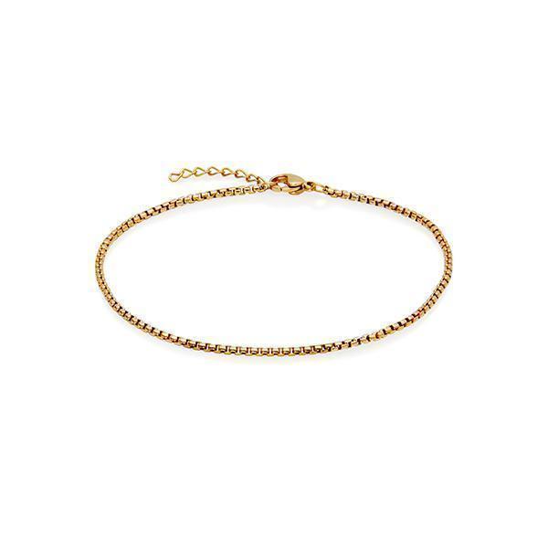 CJ Steelx 2mm Round Box Chain Anklet - Gold