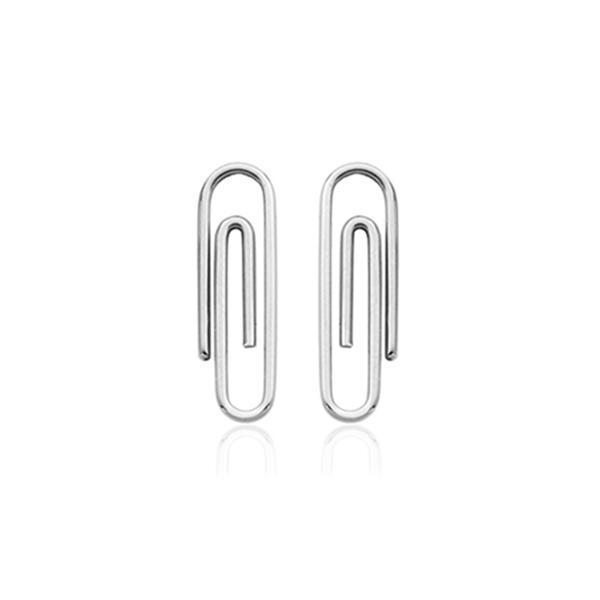 CJ Steelx Paperclip Stud Earrings - Silver