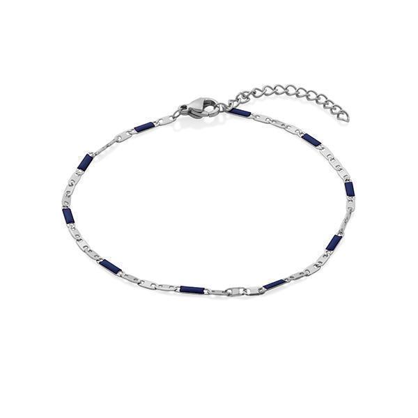 CJ Steelx Navy Enamel Marine Bracelet - Silver