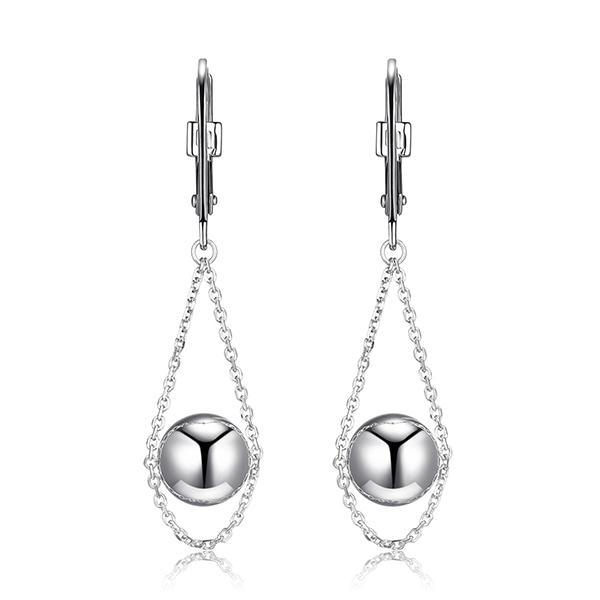 ER2LCF1A0-W Sterling Silver ORB 8mm Bead Dangle Leverback Earrings