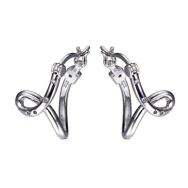 ER2LC8V00-W Sterling Silver Cubic Zirconia Trinity Knot Hoop Earrings