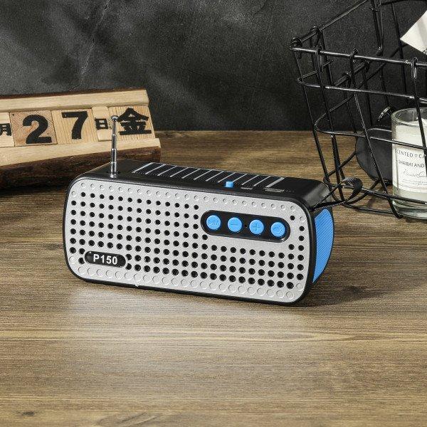 Sleek Silver Grill Design Portable Stereo Bluetooth Wireless Speaker KIP150 for Universal Cell Phone And Bluetooth Device - Blue