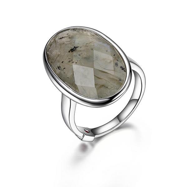 RR4LA7FAR-W-7 Sterling Silver Checkerboard Genuine Labradorite Ring Size 7