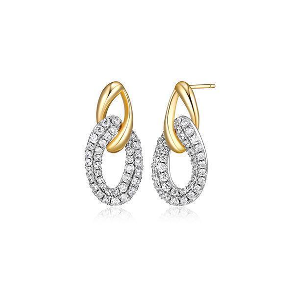 E32LCMX-2T "Ebullience" Twisted Oval Link with Cubic Zirconia Stud Earrings