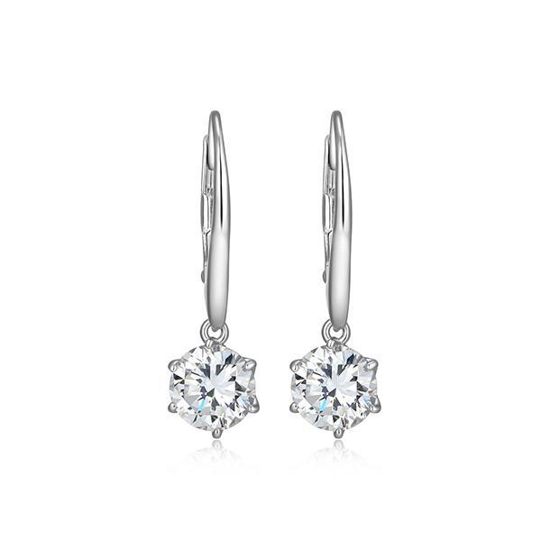 ER2AV3W00-W Sterling Silver Diamondlite Cubic Zirconia 6Prong Leverback Earrings