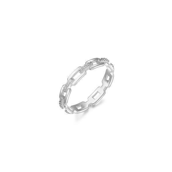 Diamondlite Cubic Zirconia Link Ring - Silver - Size 8