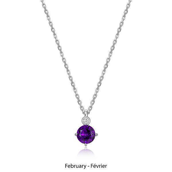 NR0LBUX-FEB "Birthstone" February (Amethyst) and Lab Grown Diamond Necklace