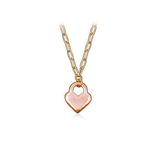 CJ Steelx Lock Heart Pendant - Rose Gold