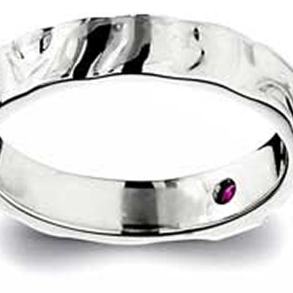 RR4L809A0-W-7 Sterling Silver Textured Thin Band Size 7