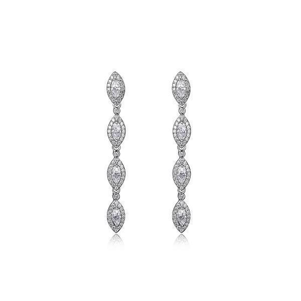 Diamondlite Cubic Zirconia Linear 5x2.5mm Marquise Drop Earrings - Silver