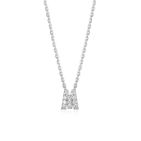 Diamondlite Cubic Zirconia Mini Initial M Necklace - Silver