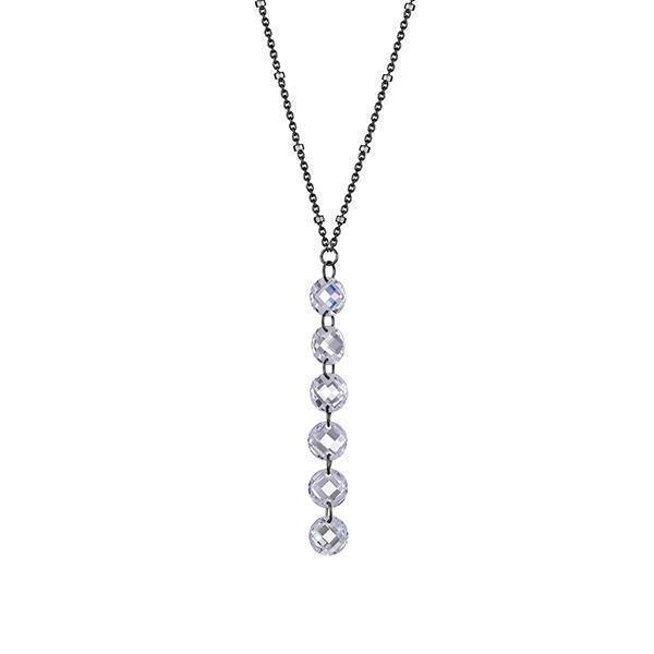 Floating Diamondlite Cubic Zirconia Drop Necklace - Black