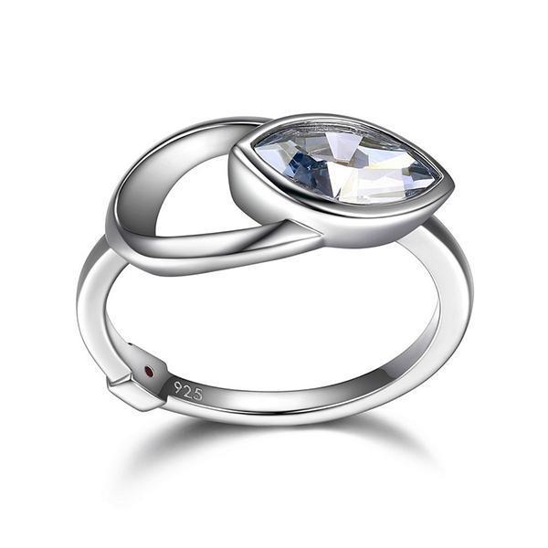 RR4LAB2CG-W-8 Sterling Silver EXPRESSION Clear Blue Swarovski Crystal Ring Size 8
