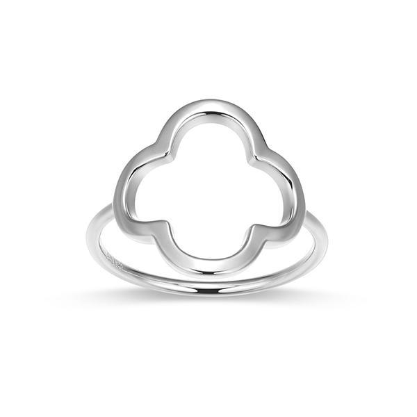 RR4ATSWA0-W-8 Sterling Silver Open Clover Ring Size 8