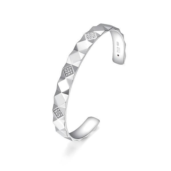 BR1LAPC0-W-6.5 Captivate Cubic Zirconia Dimensional Pattern Cuff Bangle Size 6.5
