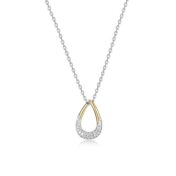 NR0LBQA-2T "Caramel" Pear Shape and Pave Cubic Zirconia Necklace