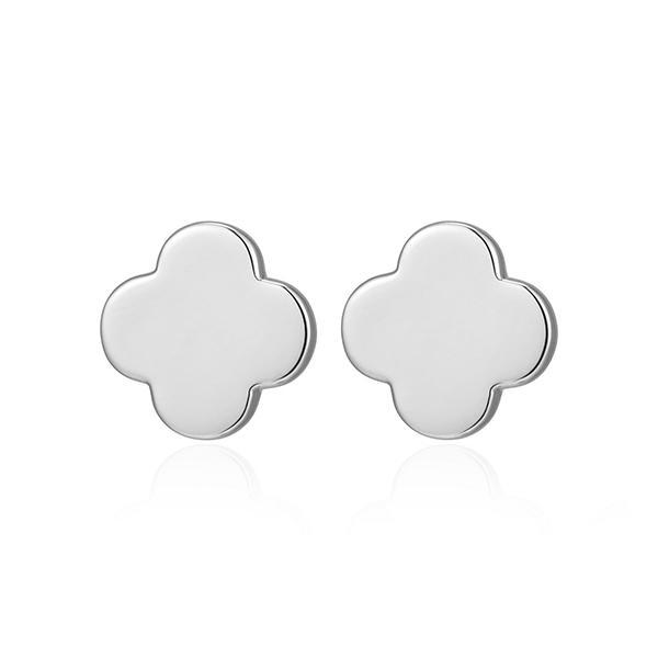 ER2AWCYA0-W Sterling Silver Clover Stud Earrings