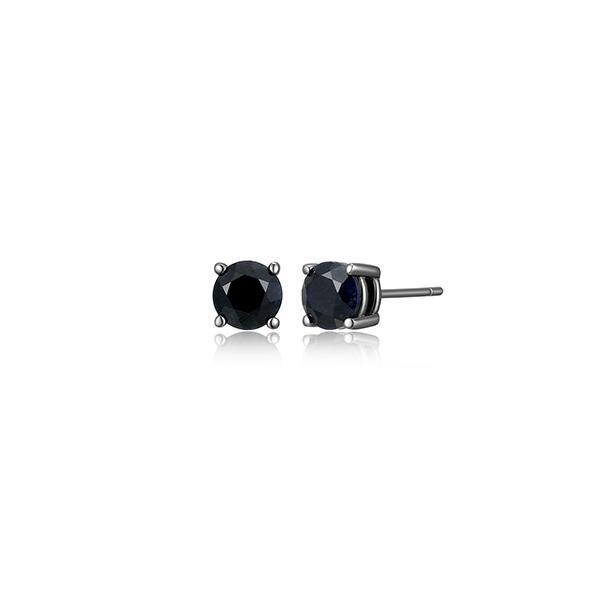 Sterling silver CJ Ethos BASIC 6mm round sapphire gun color stud earrings