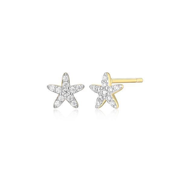 CJ Monte sterling silver lab­-created diamond starfish stud earrings