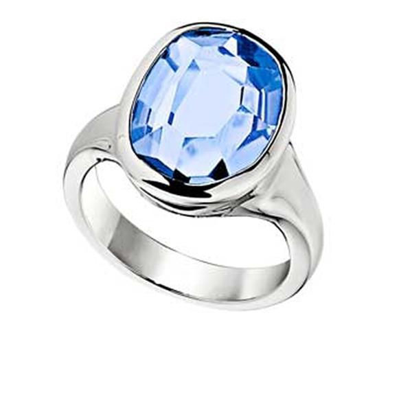 RR4L837BV-W-9 Sterling Silver Simulated Blue Quartz Ring Size 9