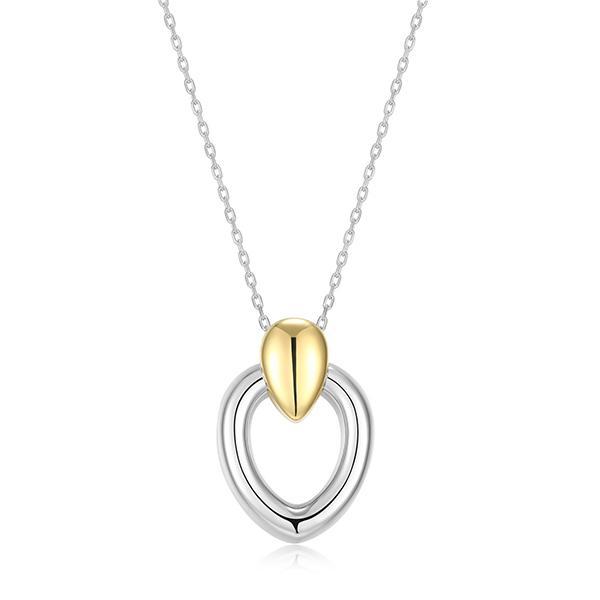 NR0LC17A0-W-17 Sterling Silver CELESTE Open Pear Shape Two Tone Pendant Necklace Size 17