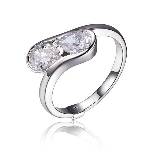 RR4LA4V00-W-7 Sterling Silver Pear Shaped Hug Ring Size 7